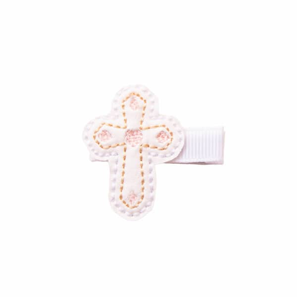 Barrette bebe fille croix batpeme