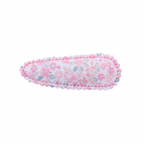 Barrette clic clac fleuri rose