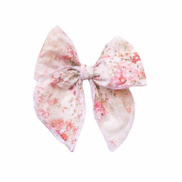 Barrette grand noeud ceremonie rose