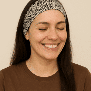 Bandeau réglable en jersey – Léopard beige et noir