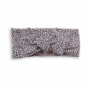 Bandeau bébé à nouer – Jersey léopard beige et noir