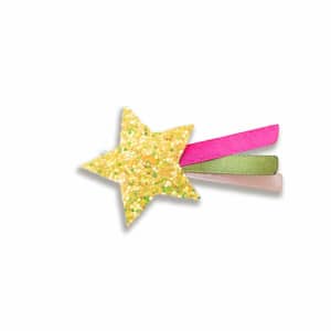 Barrette étoile filante pailletée – jaune fluo