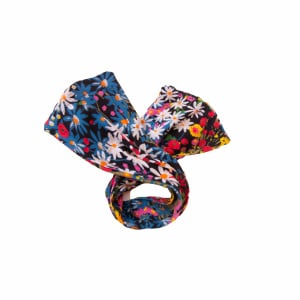 Twister à chignon fleuri noir multicolores