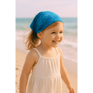 Bandeau fichu Bleu Lagon – réglable enfant & adulte