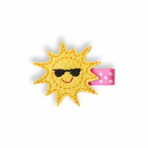 Barrette Soleil Brodée Simili Cuir Jaune – Pour Petite Fille