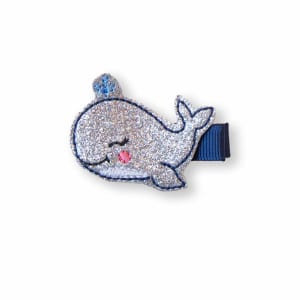 Barrette Anti-Glisse Brodée Petite Baleine