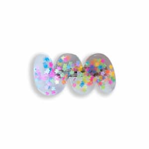 Barrette Résine Forme Vague Ultra Colorée avec Étoiles Multicolores – Mini Clip Anti-Glisse