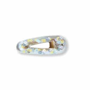 Barrette Pince Résine Fleurs Jaunes et Argent