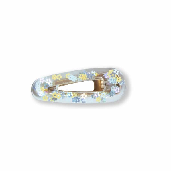 barrette-fille-resine-fleurs-et-paillettes-jaun
