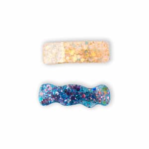 Barrettes en résine avec clips anti-glisse – Or ou Bleu Paillettes