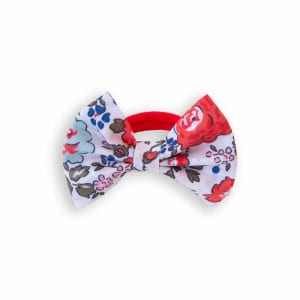 Élastique à Cheveux Fille Tissu Liberty Félicité Rouge, Blanc et Bleu