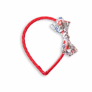 Serre-Tête Enfant Nœud Noué Liberty Félicité Rouge, Blanc et Bleu