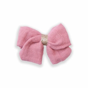 Barrette fille gaze de coton vieux rose – Centre or anti-glisse