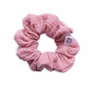 Chouchou cheveux gaze de coton vieux rose – Taille classique