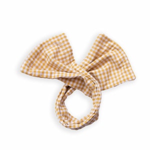 Twister à chignon vichy moutarde – Accessoire cheveux fille