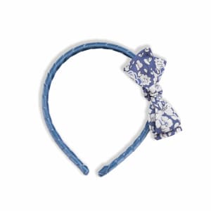 Serre-tête Liberty Betsy bleu – Nœud fille fait main