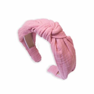 Serre-tête gaze de coton vieux rose – Nœud souple enfant & adulte
