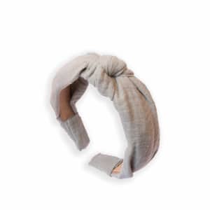 Serre-tête gaze de coton olive – Nœud central souple