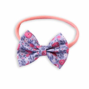 Bandeau bébé fille en nylon – Nœud fleuri bleu et rose