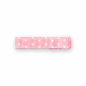 Barrette anti-glisse – Gros-grain vieux rose à petits cœurs