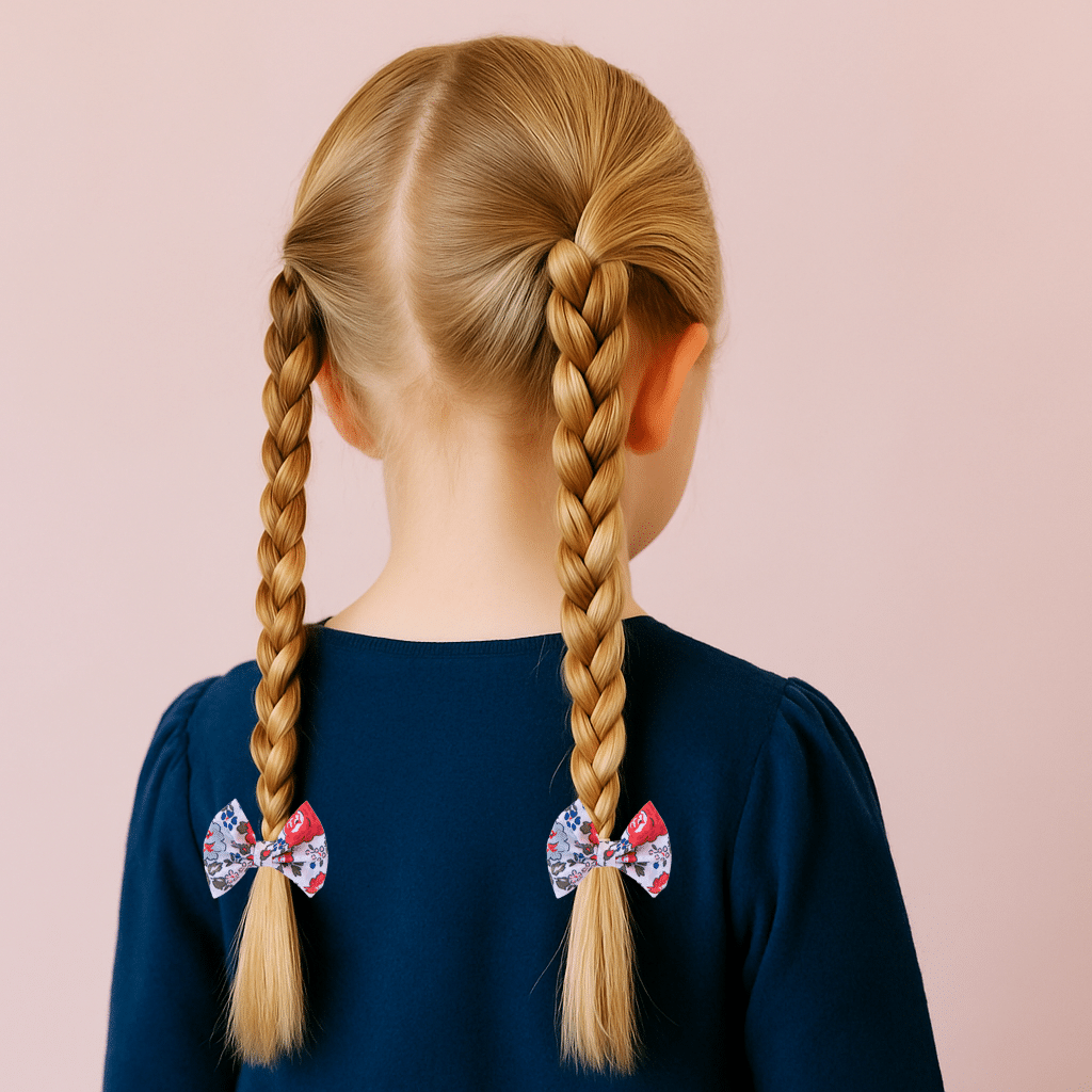 elastiques cheveux noeuds sur coiffure enfant tresses filles