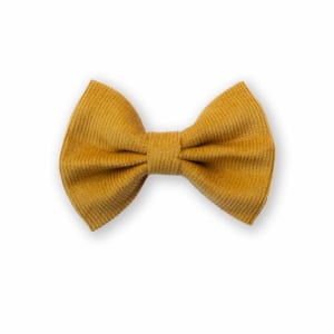 Barrette nœud velours – Moutarde (anti-glisse)
