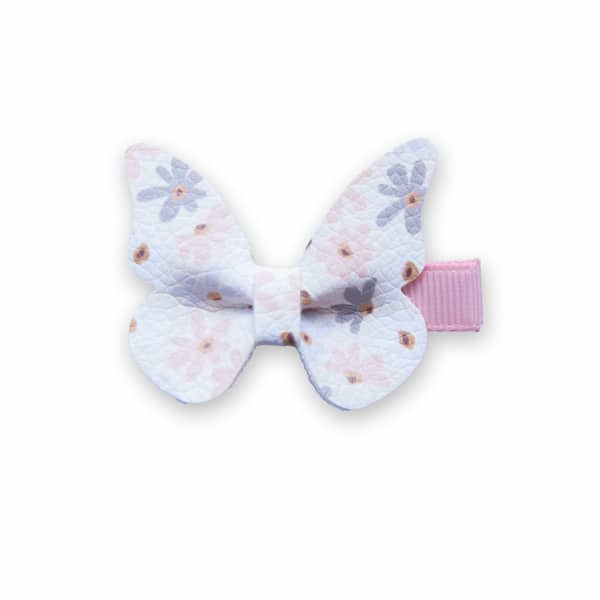 Barrette papillon enfant anti-glisse en tissu Fleurs d’antan, douce et poétique, idéale cheveux fins