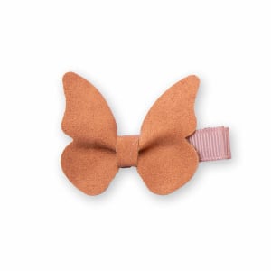 Barrette papillon fille – Faux daim roux
