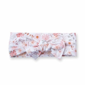 Bandeau bébé fille – Jersey Fleurs d’Abricot à nouer