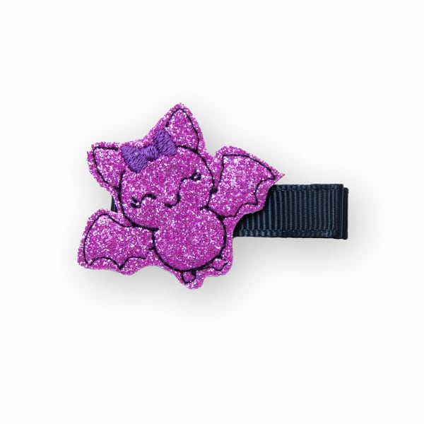 Barrette anti-glisse bébé fille chauve-souris pailletée violette – accessoire cheveux Halloween