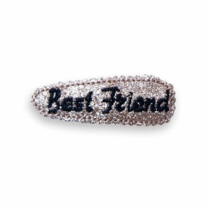 Barrette clic-clac enfant – Broderie “Best Friend” pailleté or