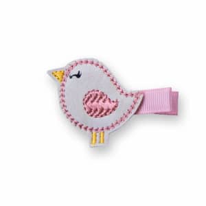 Barrette oiseau enfant – Moineau d’automne brodé (anti-glisse)