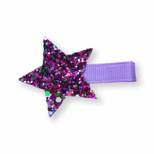 Barrette fille Halloween – Étoile pailletée violette anti-glisse