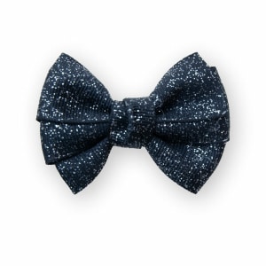 Barrette anti-glisse nœud en ruban noir à paillettes argentées
