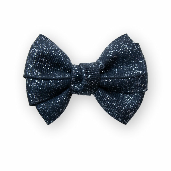 Barrette fille nœud noir à paillettes – accessoire cheveux élégant pour enfant et bébé