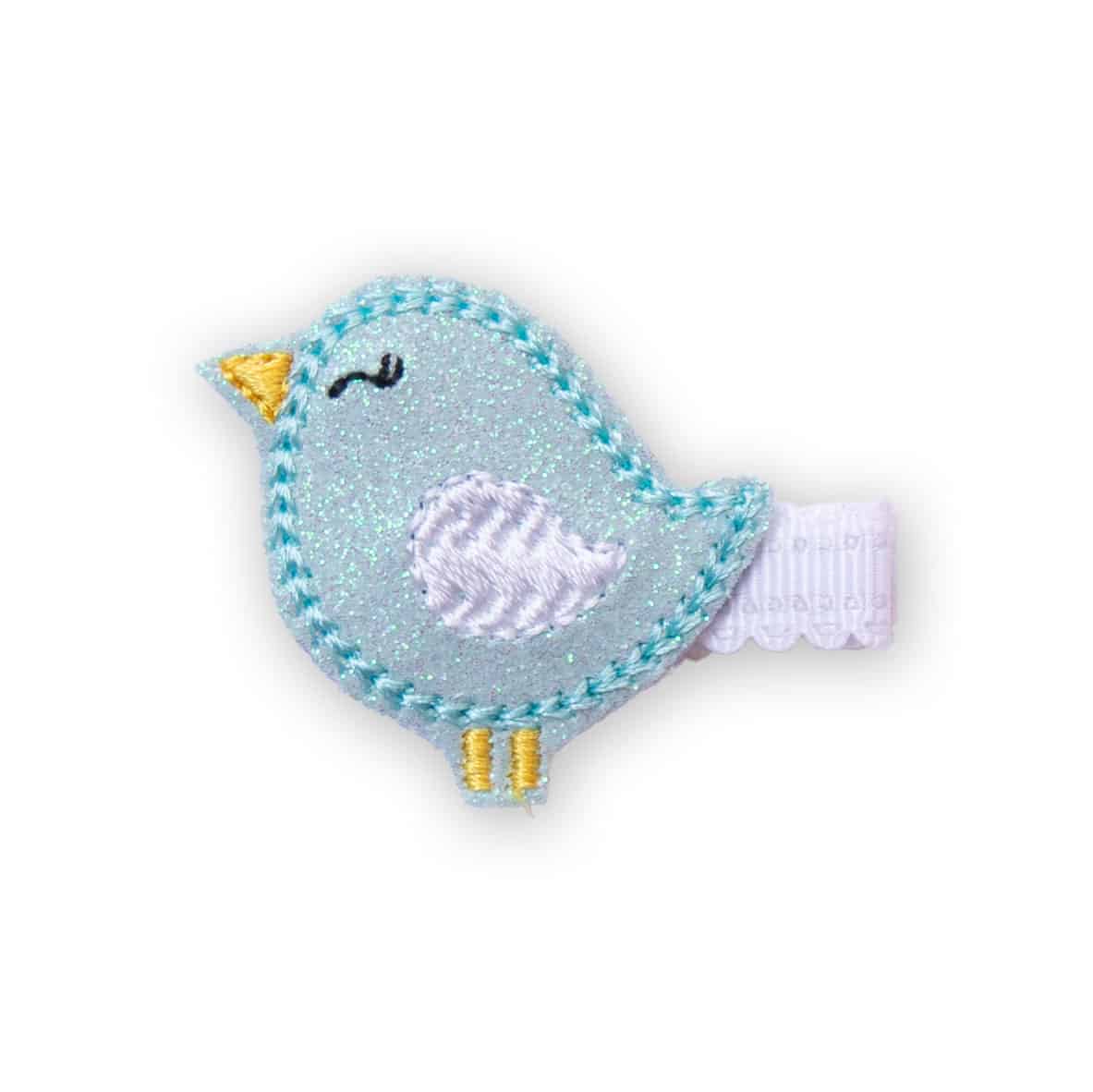barrette-fille-oiseau-bleu-paillette Barrette enfant oiseau brodé bleu clair, motif pailleté, système anti-glisse – Chouette & Papillon