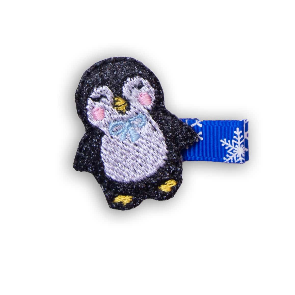 barrette-noel-enfant-pinguoin Barrette enfant pingouin brodé, motif hiver, système anti-glisse – Chouette & Papillon