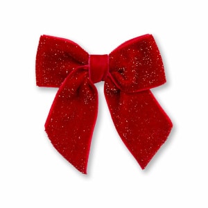 Barrette nœud en ruban velours pailleté rouge – anti-glisse