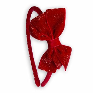 Serre-tête rouge avec nœud – en velours