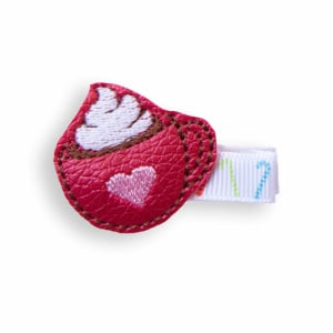 Barrette enfant tasse de chocolat chaud – brodée & anti-glisse