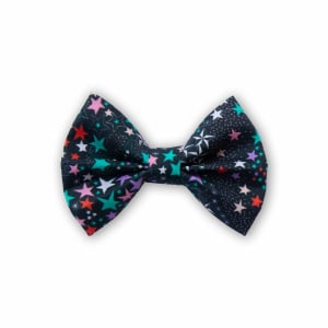 Barrette nœud-papillon Adeladja – étoiles multicolores – anti-glisse