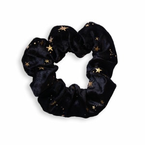 Chouchou cheveux fille & femme – velours noir à étoiles – deux tailles